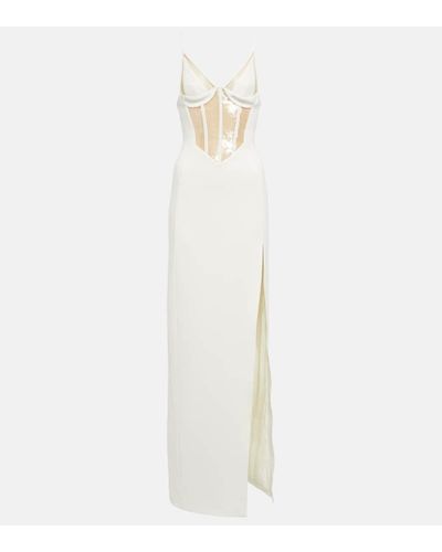 David Koma Sequined Cutout Cady Maxi Dress - White