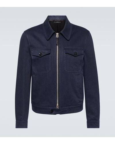 Tom Ford Cotton And Linen Blouson Jacket - Blue