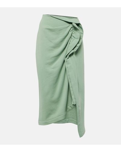 Dries Van Noten Gathered Cotton Midi Skirt - Green