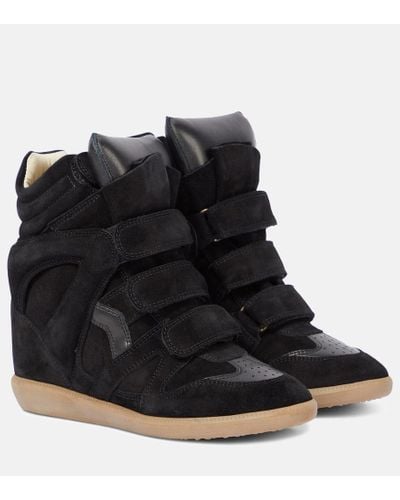 Isabel Marant Bekett Leather And Suede Sneakers - Black