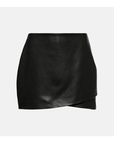 The Sei Asymmetric Leather Miniskirt - Black