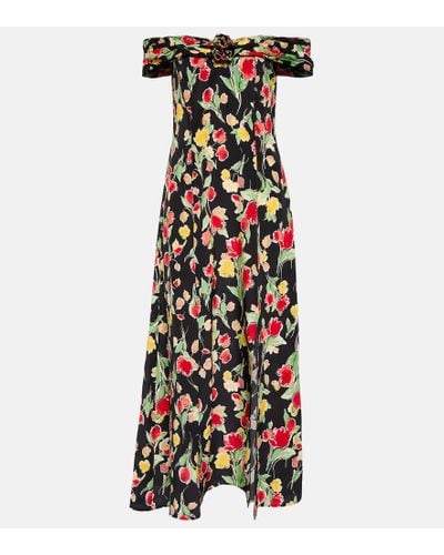 RIXO London Freya Floral-print Silk Midi Dress - Multicolor