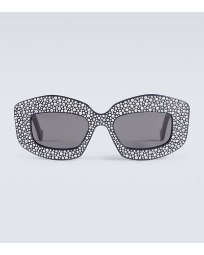 Loewe Crystal-embellished Round Sunglasses - Gray