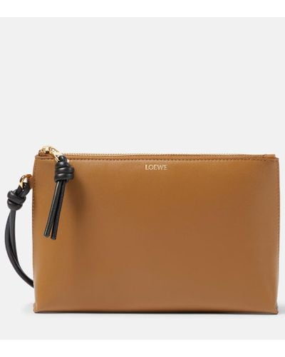 Loewe Knot Leather Pouch - Brown