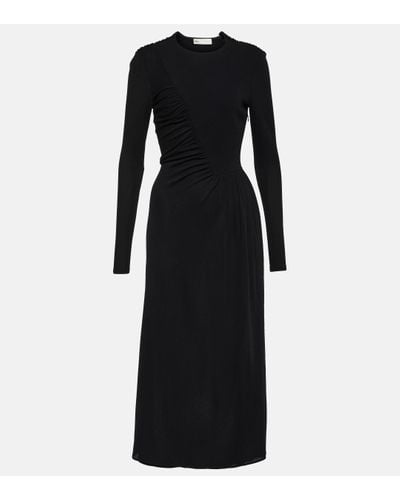 Tory Burch Ruched Midi Dress - Black