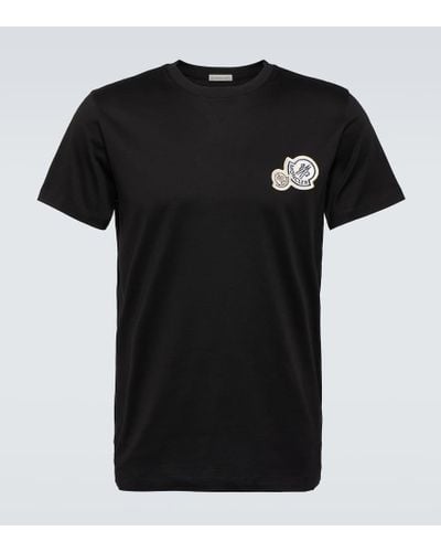 Moncler T-shirt mit doppeltem logoaufnäher - Schwarz