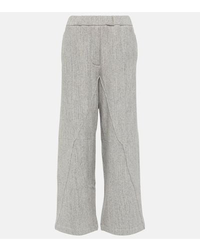 Loewe Puzzle High-rise Cotton Wide-leg Trousers - Grey