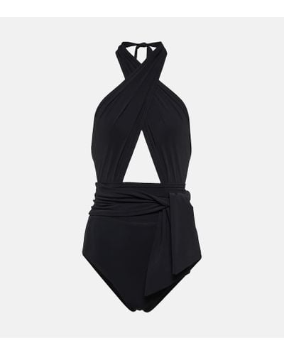 Karla Colletto Cutout Halterneck Swimsuit - Black