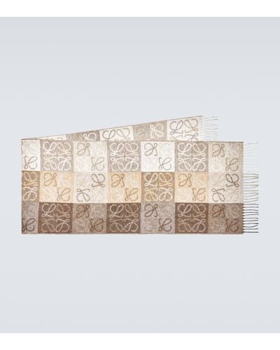 Loewe Anagram Wool And Cashmere Scarf - Natural