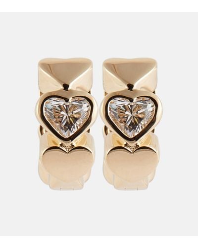 Sydney Evan Heart Diamond 14kt Gold Hoop Earrings - Natural