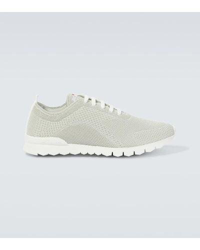 Kiton Sneakers in mesh con logo - Bianco