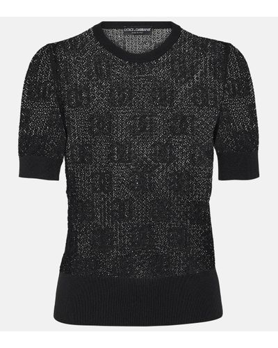 Dolce & Gabbana Logo Lace-stitched Jacquard Jumper - Black