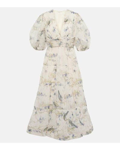 Zimmermann Vestido midi plisado estampado - Blanco