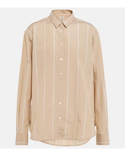 Totême Striped Cotton Poplin Shirt - Natural