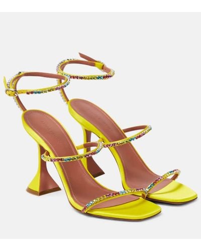 AMINA MUADDI Gilda 95 Embellished Pvc Sandals - Yellow