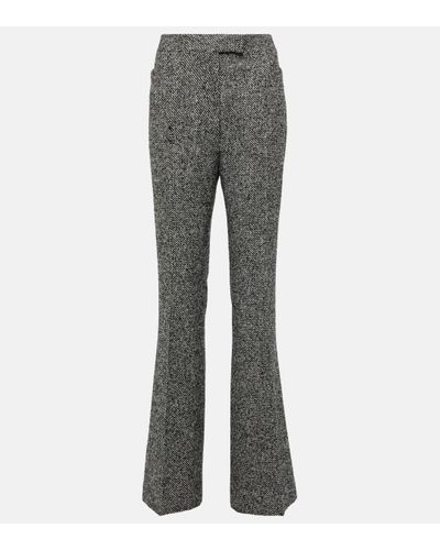 Tom Ford High-rise Tweed Wool Flared Trousers - Grey