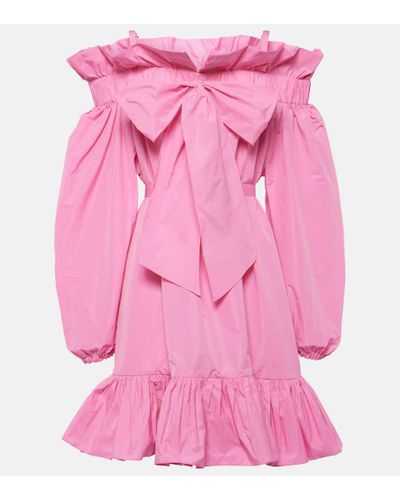 Patou Bow-detail Ruffled Faille Minidress - Pink