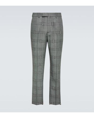 Gucci Pantaloni Horsebit in lana a quadri - Grigio