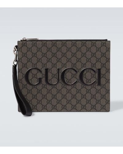 Gucci GG Canvas Pouch With Strap - Gray
