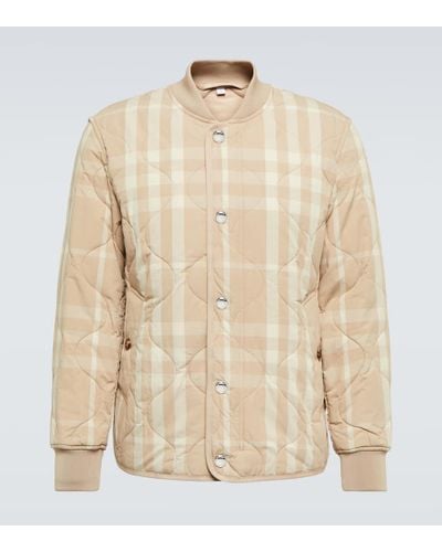 Burberry Checked Quilted Bomber Jacket - Natural