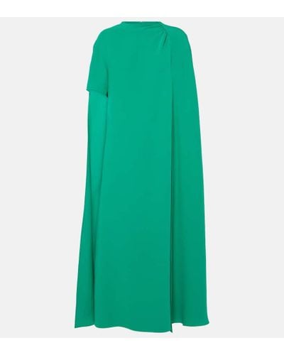 Valentino Vestido midi de Cady Couture con capa - Verde