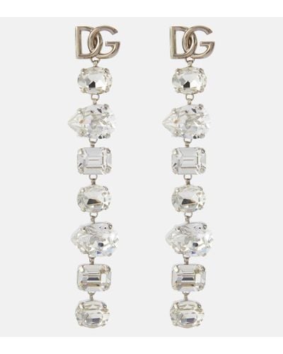 Dolce & Gabbana Pendientes DG con cristales - Blanco