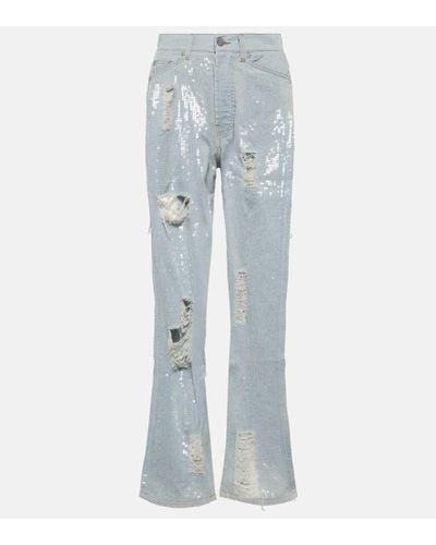 Palm Angels Straight Jeans mit Pailletten - Blau
