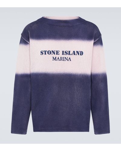 Stone Island Marina Intarsia Cotton Jumper - Blue