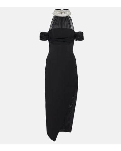 David Koma Embellished Halterneck Midi Dress - Black