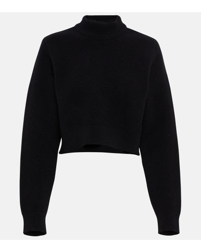 Alaïa Cropped Virgin Wool Turtleneck Sweater - Black