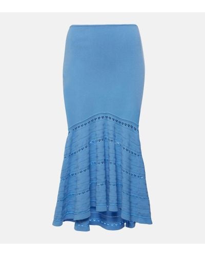 Victoria Beckham Knitted Midi Skirt - Blue