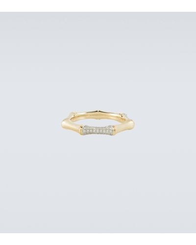 Rainbow K Bamboo 14kt Gold Ring With Diamonds - White