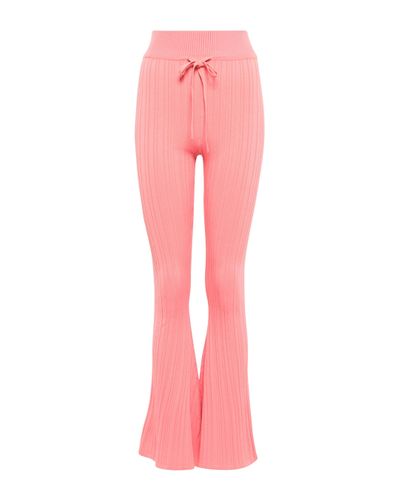 Live The Process Super Flare Ribbed-knit High-rise Trousers - Pink