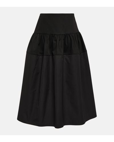 Jil Sander High-rise Cotton Midi Skirt - Black