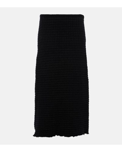 Jil Sander A-line Cotton Boucle Midi Skirt - Black