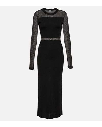 Totême Semi-sheer Knitted Maxi Dress - Black