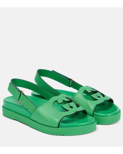Gucci Sandalen Interlocking G aus Leder - Grün