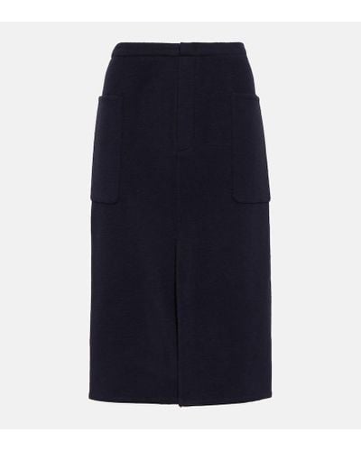 Vince High-rise Wool-blend Pencil Skirt - Blue