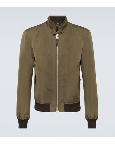 Tom Ford Cotton And Silk Poplin Bomber Jacket - Green