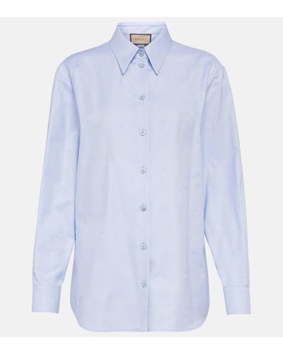 Gucci Chemise Interlocking G en jacquard de coton - Bleu