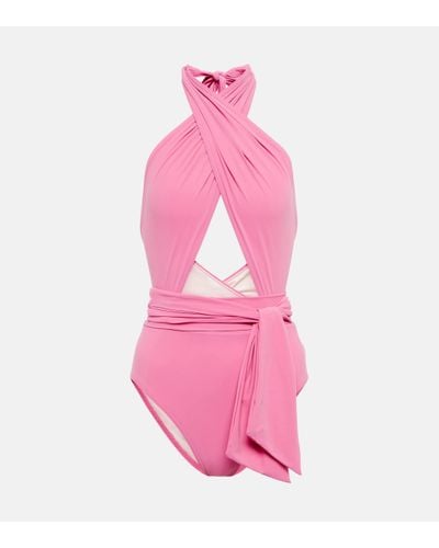 Karla Colletto Cutout Halterneck Swimsuit - Pink