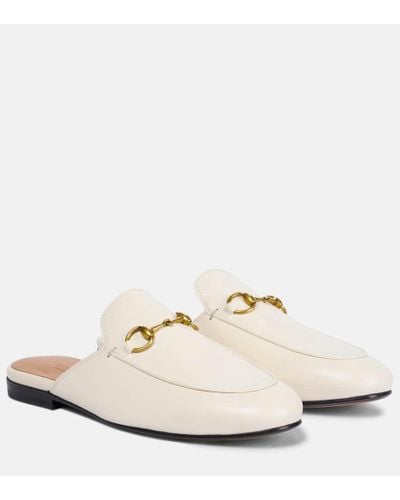 Gucci Princetown Leather Backless Loafer - White