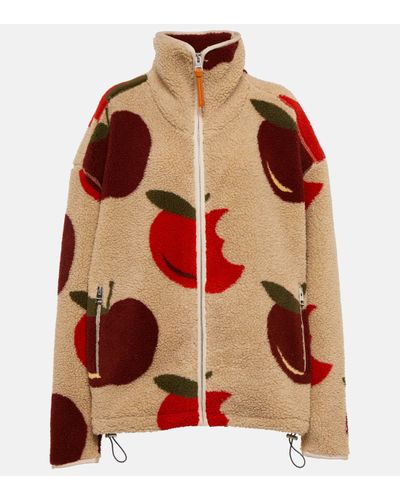 JW Anderson Printed High-neck Fleece Jacket - Red