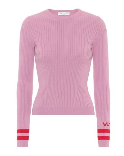 Valentino Ribbed-knit Sweater - Pink