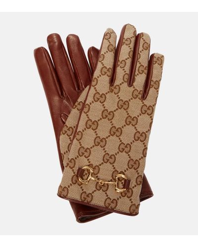 Gucci Handschuhe Aus GG Canvas Mit Horsebit - Braun