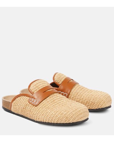 JW Anderson Tess Leather-trimmed Raffia Mules - Natural