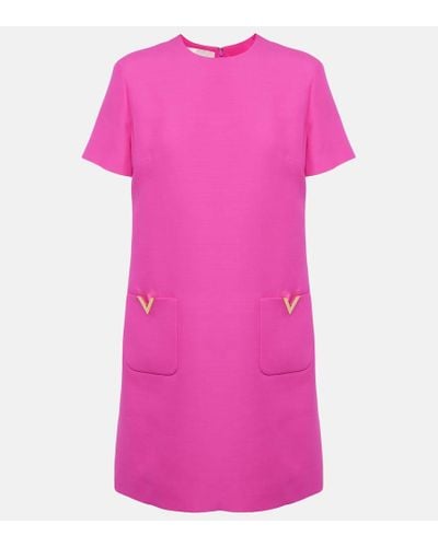 Valentino Vestido corto de Crepe Couture con VGold - Rosa