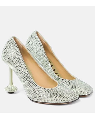 Loewe Toy Embellished Suede Court Shoes - White