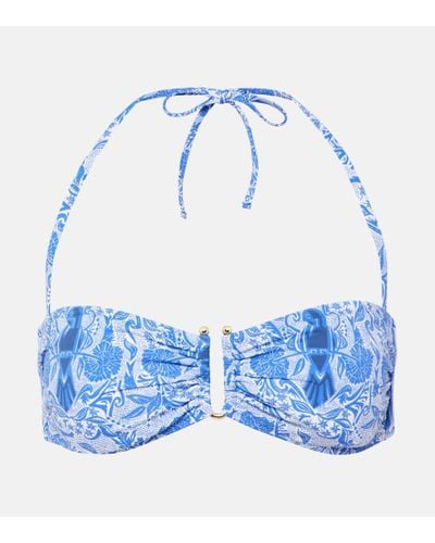 Heidi Klein Lake Como Printed Bikini Top - Blue