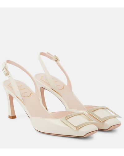 Roger Vivier Trompette Patent Leather Slingback Court Shoes - Natural